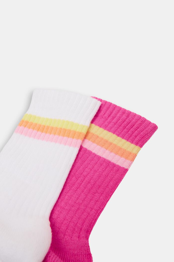 2 páry žebrovaných ponožek s proužky, WHITE/PINK, detail image number 1