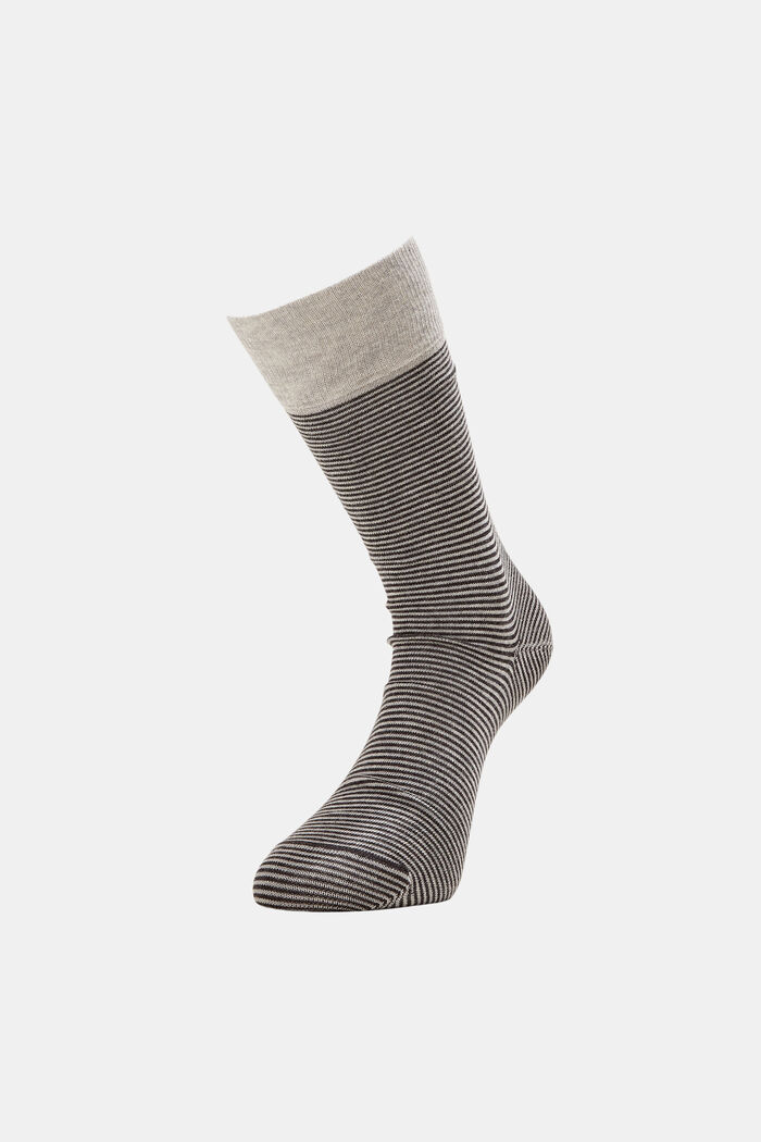 2 páry pruhovaných ponožek, bio bavlna, GREY, detail image number 0