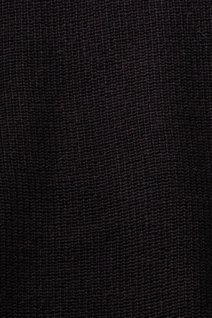 Pulovr z žebrové pleteniny, s netopýřími rukávy, BLACK, detail image number 5