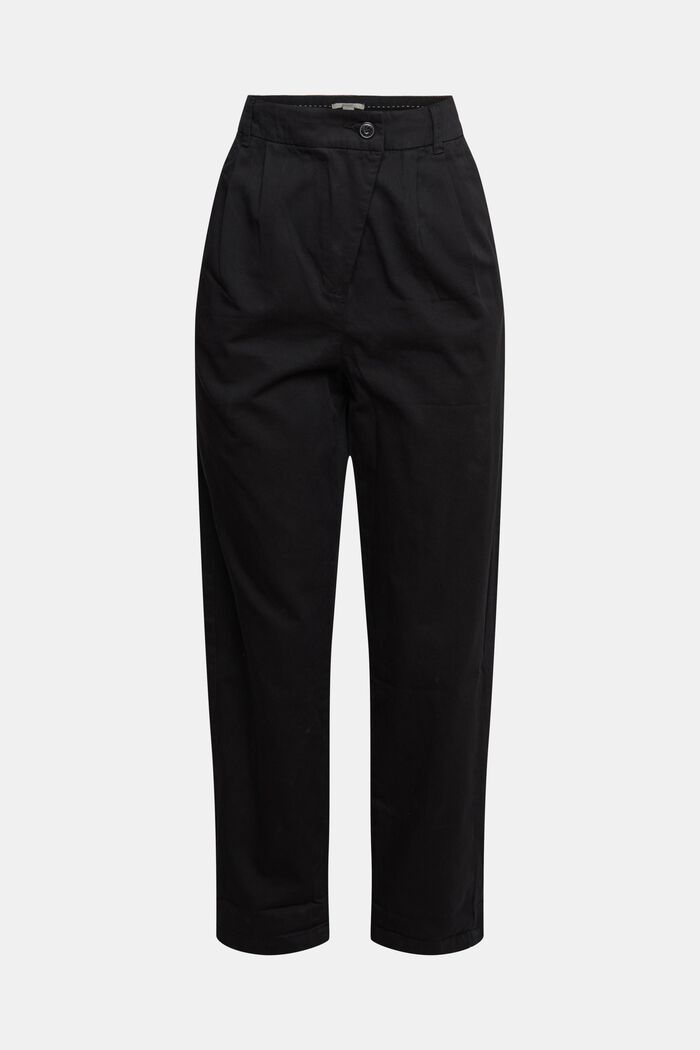 Kalhoty chino, rovné nohavice a vysoký pas, pima, BLACK, detail image number 0