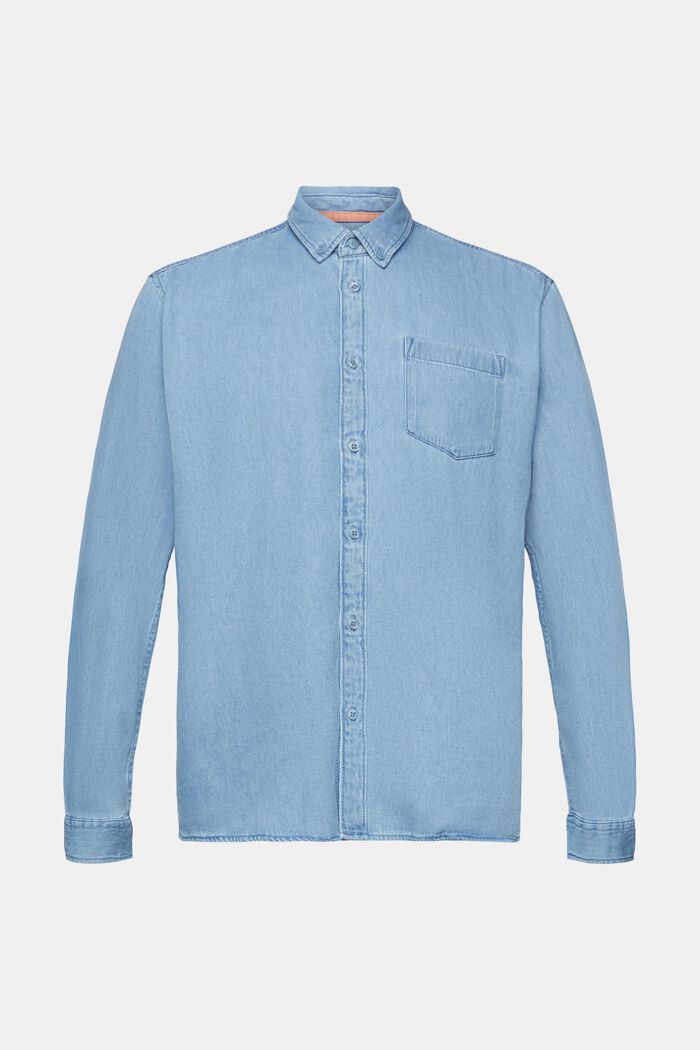 Džínová košile s nakládanou kapsou, BLUE LIGHT WASHED, detail image number 7