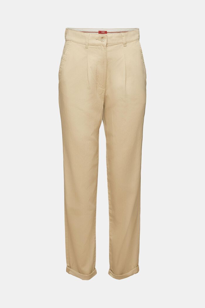 Kalhoty chino, se středně vysokým pasem, směs s bavlnou, SAND, detail image number 5