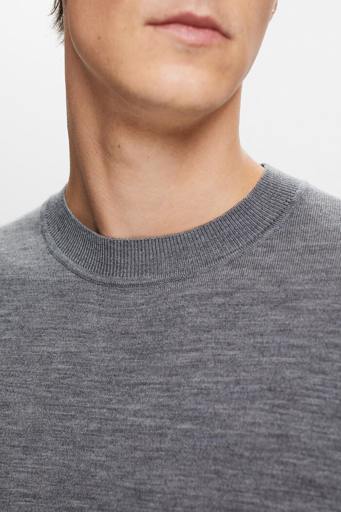Vlněný pulovr s kulatým výstřihem, GREY, detail image number 2