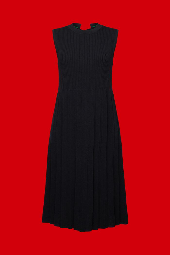 Plisované maxi šaty bez rukávů s malým kulatým výstřihem, BLACK, detail image number 7