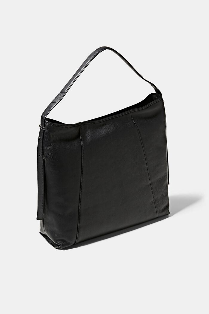 Kožená kabelka s přihrádkami na zip, BLACK, detail image number 4