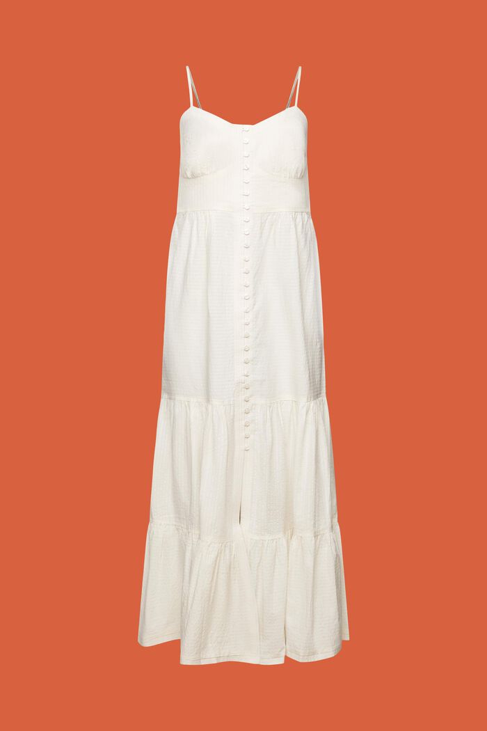 Stupňovité maxi šaty s knoflíky na předním dílu, WHITE, detail image number 6