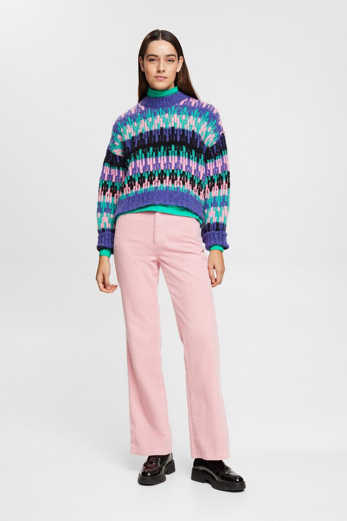 Pestrobarevný hrubý pulovr ze směsi s vlnou, BRIGHT BLUE, detail image number 4