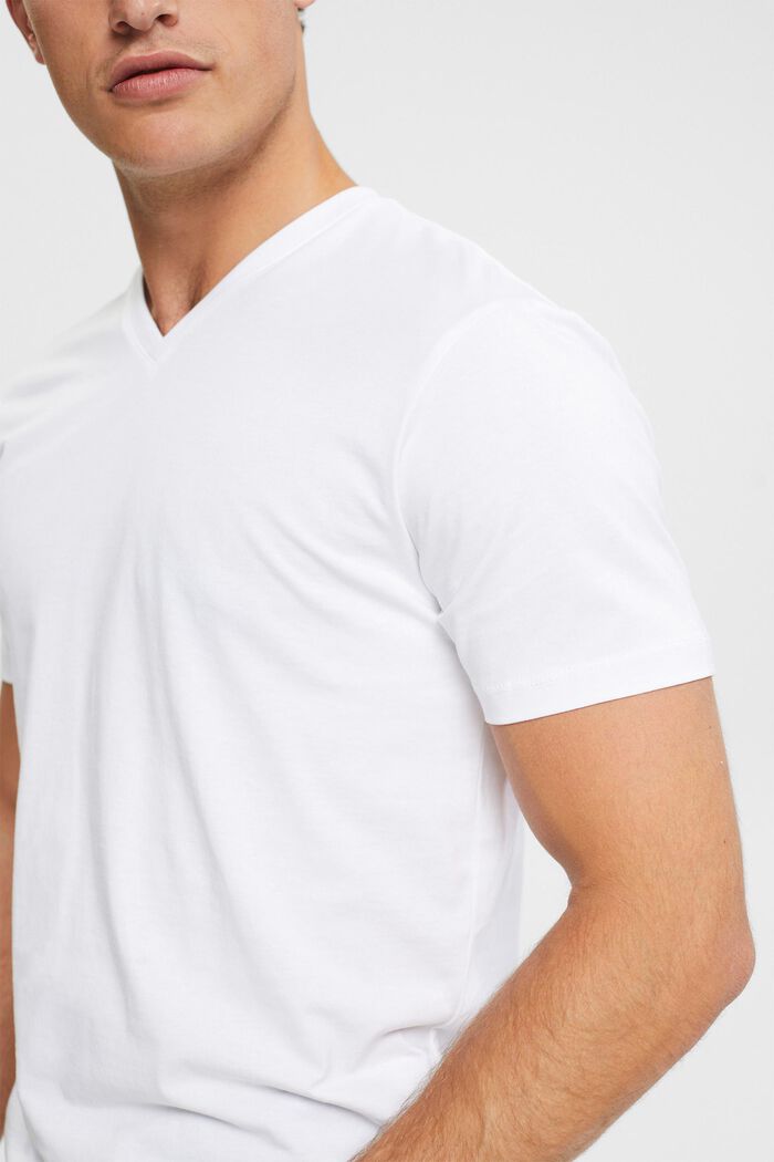 Tričko se špičatým výstřihem, z udržitelné bavlny, WHITE, detail image number 0