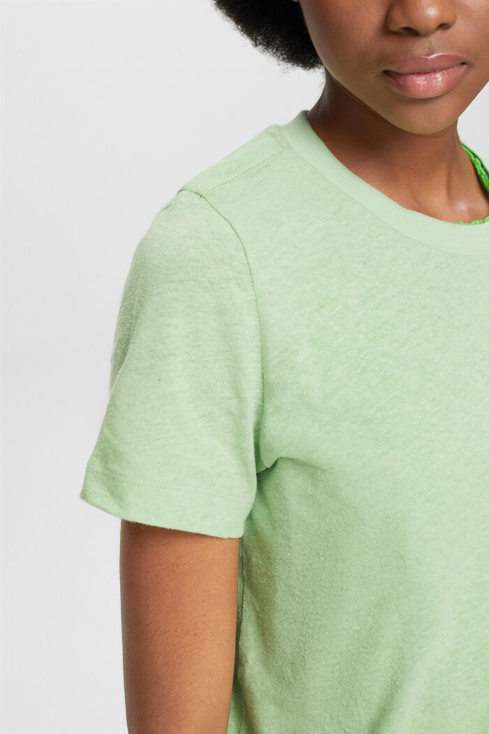 Tričko ze směsi bavlny a lnu, LIGHT GREEN, detail image number 3