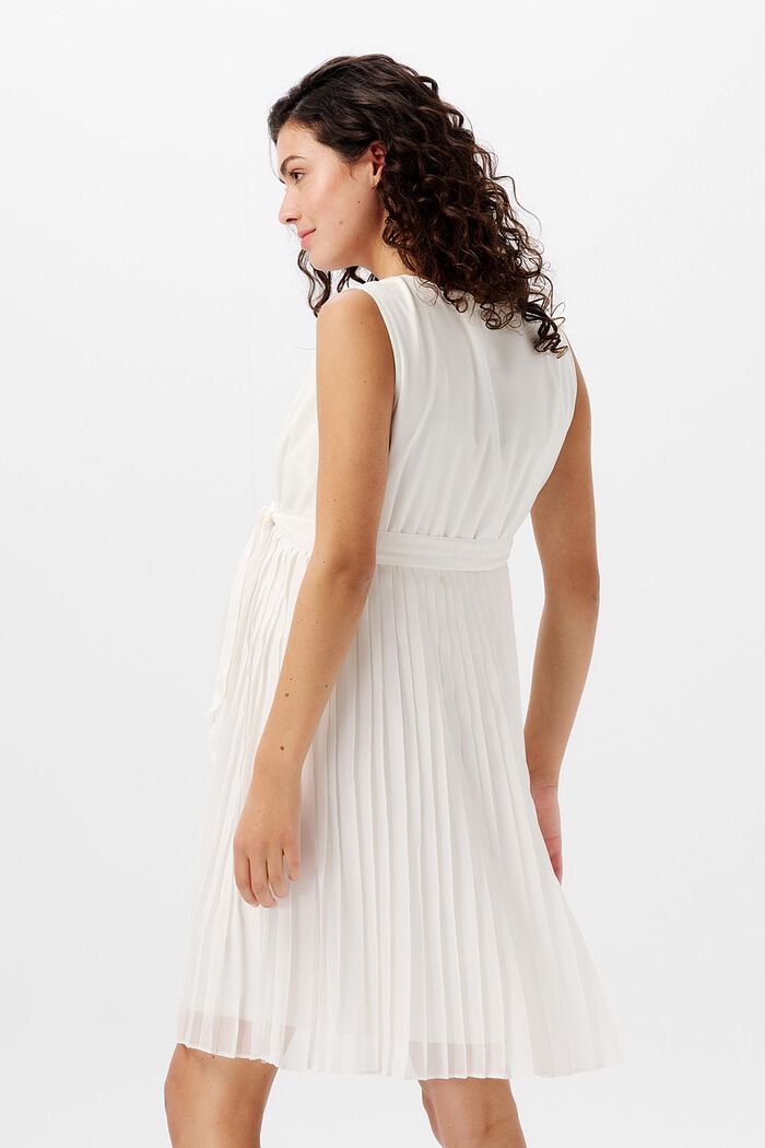 Plisované šaty s vázacím páskem, OFF WHITE, detail image number 1