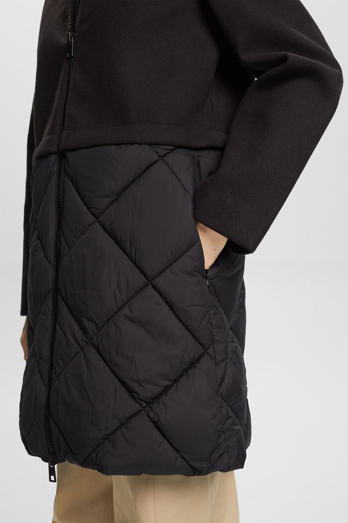 Kabát s kapucí ze směsového materiálu, BLACK, detail image number 4