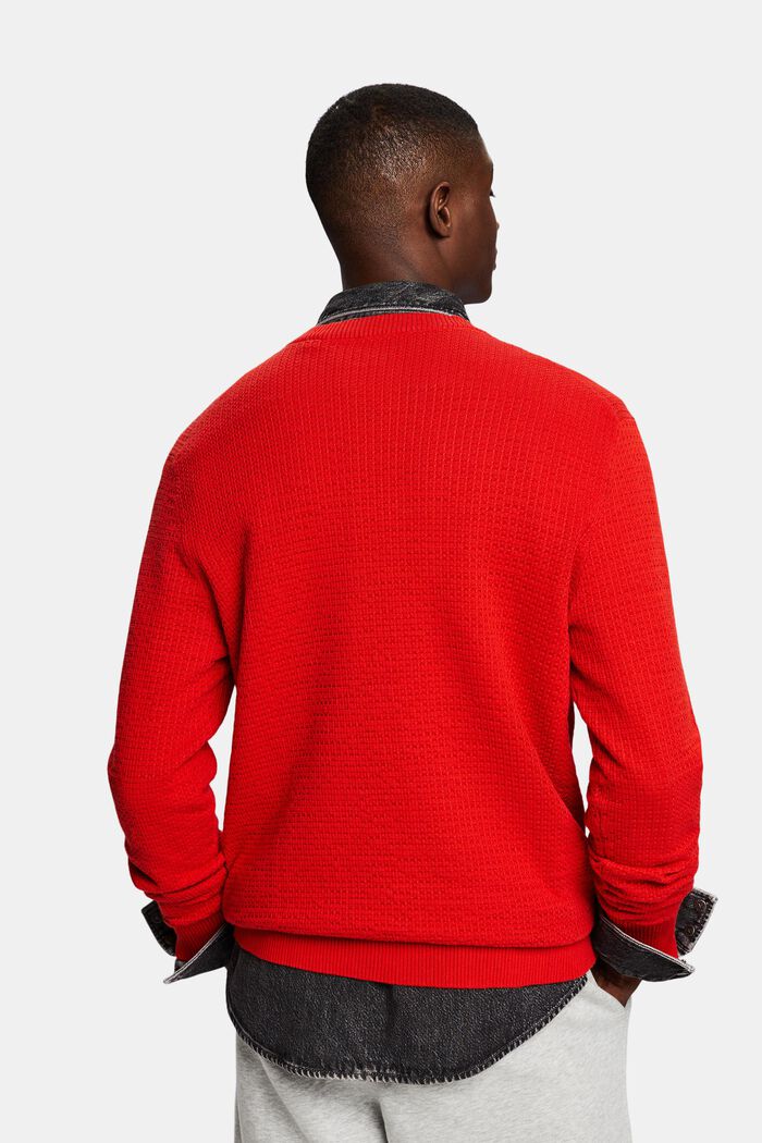 Strukturovaný pulovr s kulatým výstřihem, RED, detail image number 2