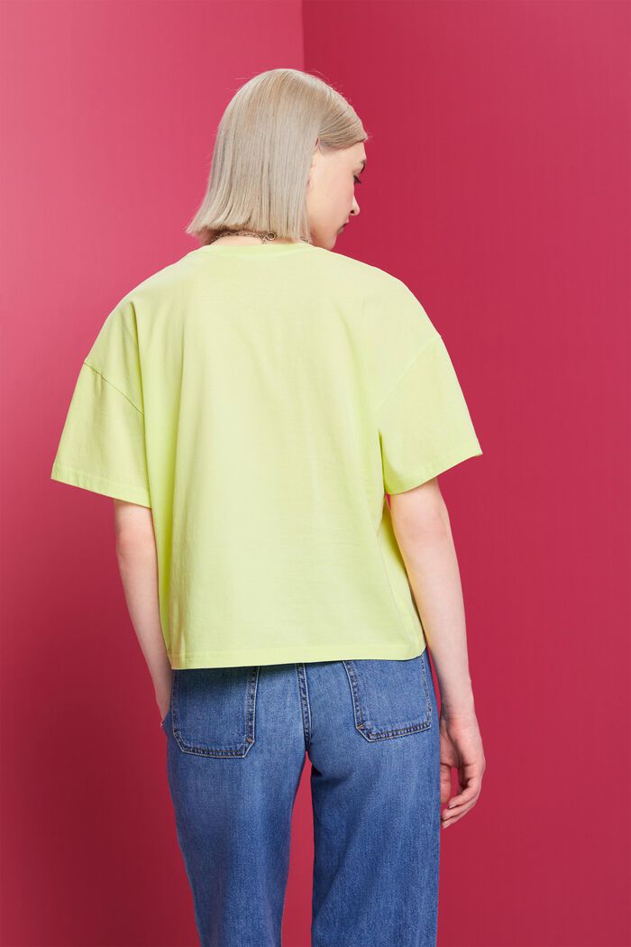 Zkrácené tričko oversize, 100% bavlna, LIME YELLOW, detail image number 3