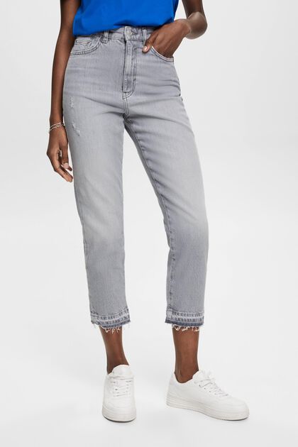 Zkrácené džíny s vysokým pasem a nezačištěným okrajem