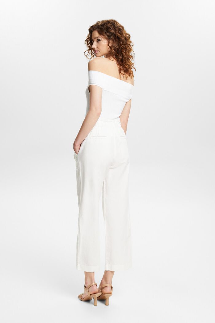 Zkrácená kalhotová sukně z bavlny se lnem, OFF WHITE, detail image number 2