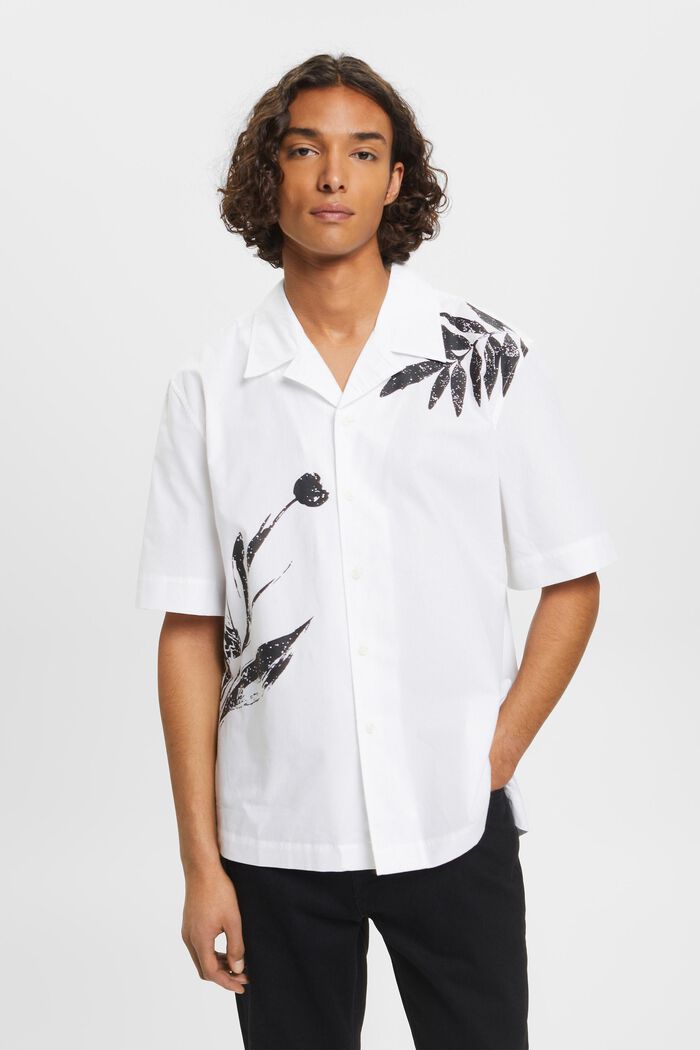 Košile s velkým květinovým potiskem, WHITE, detail image number 0