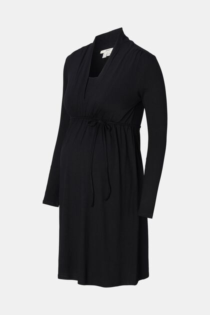 Žerzejové šaty s dlouhým rukávem, LENZING™ ECOVERO™, BLACK INK, overview