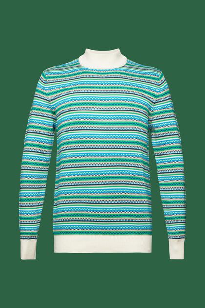 Bavlněný žakárový pulovr s krátkým rolákem