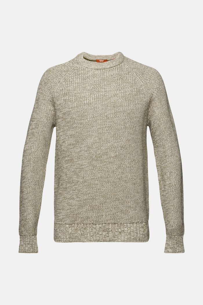 Bavlněný pulovr z žebrové pleteniny, DUSTY GREEN, detail image number 6