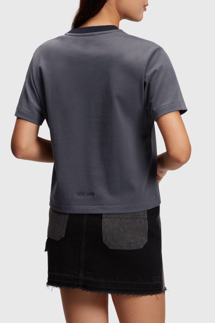 Tričko s krátkým a širokým střihem Boxy Fit, těžký žerzej, DARK GREY, detail image number 1