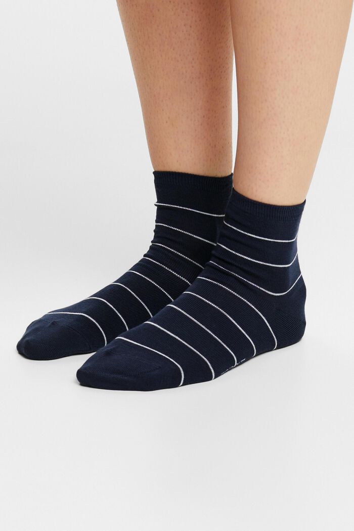 2 páry ponožek z hrubé pruhované pleteniny, NAVY/BLUE, detail image number 1