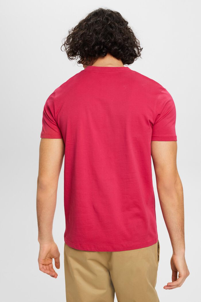Bavlněné tričko Slim Fit se špičatým výstřihem, DARK PINK, detail image number 3