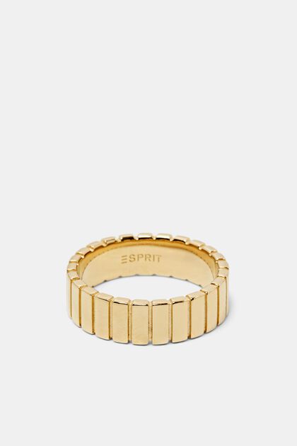 Vroubkovaný prsten zlaté barvy, sterlingové stříbro