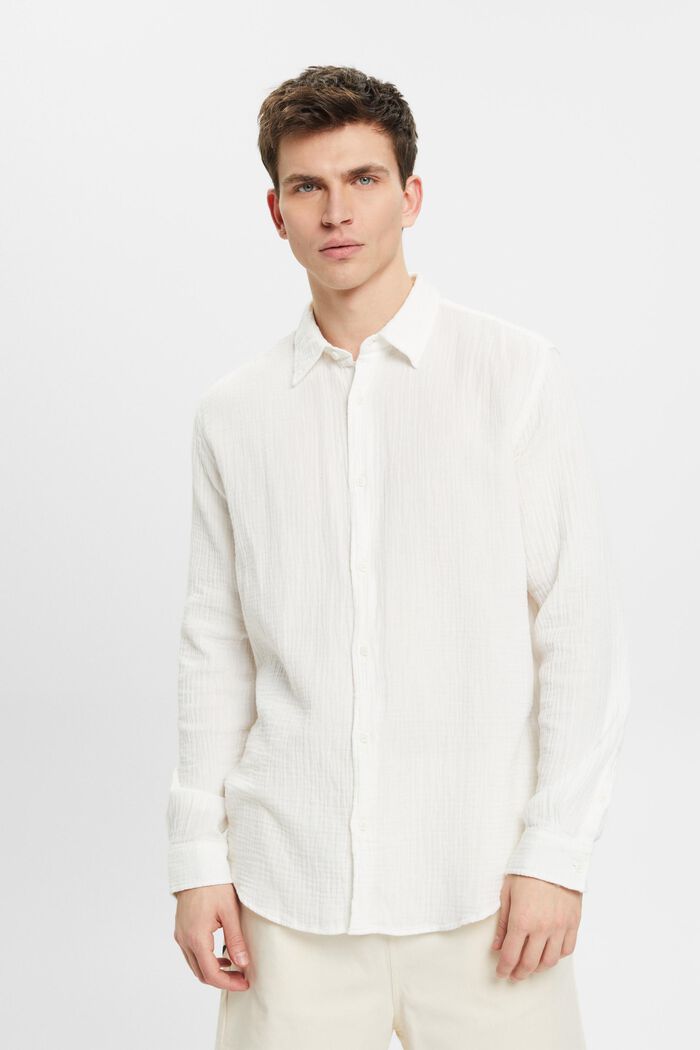 Mušelínová košile z udržitelné bavlny, OFF WHITE, detail image number 0