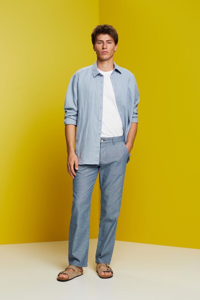 Kalhoty chino, se strukturou, 100% bavlna, BLUE, detail image number 1