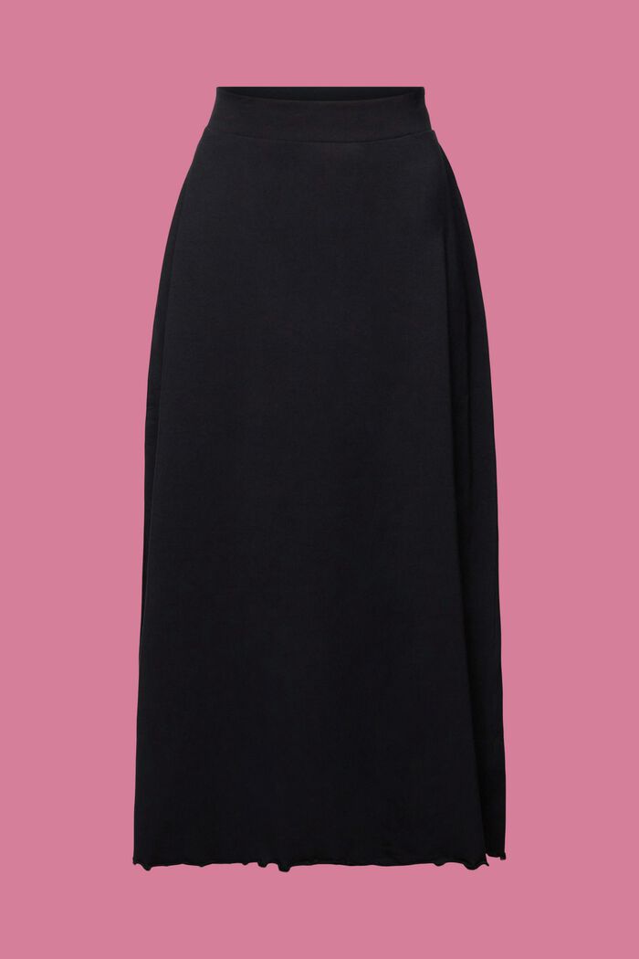 Žerzejová midi sukně, udržitelná bavlna, BLACK, detail image number 7