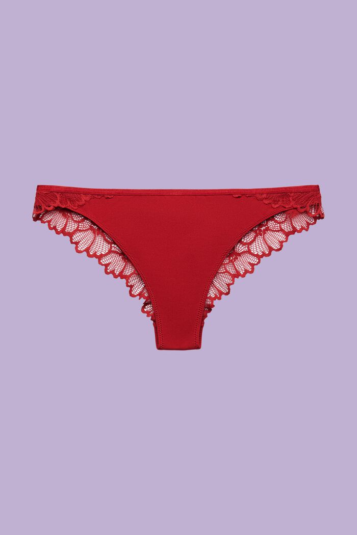 Brazilské kalhotky z květované krajky, RED, detail image number 3