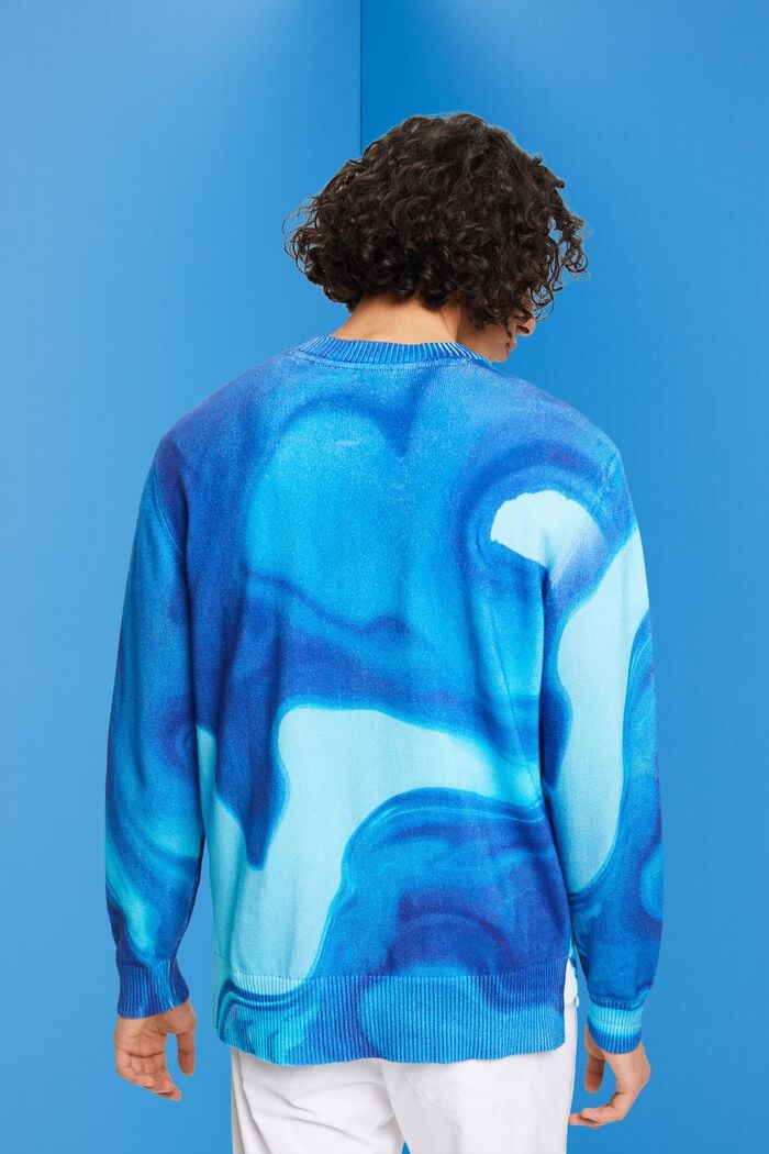 Tkaný bavlněný pulovr se vzorem po celé ploše, BLUE, detail image number 3