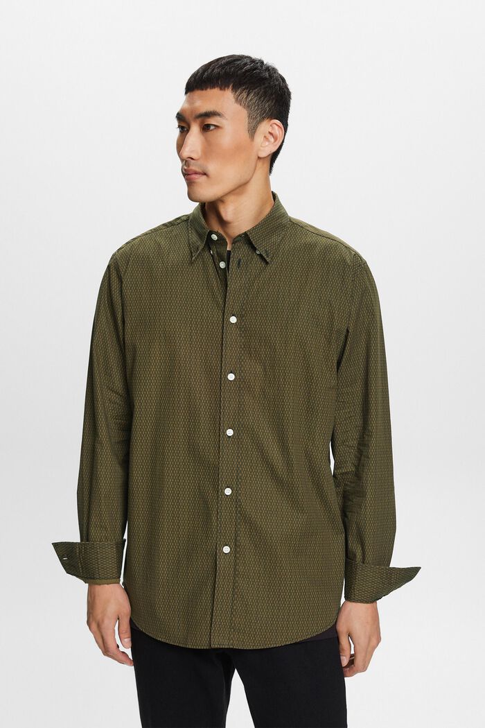 Bavlněná košile s potiskem a pohodlným střihem, DARK KHAKI, detail image number 1