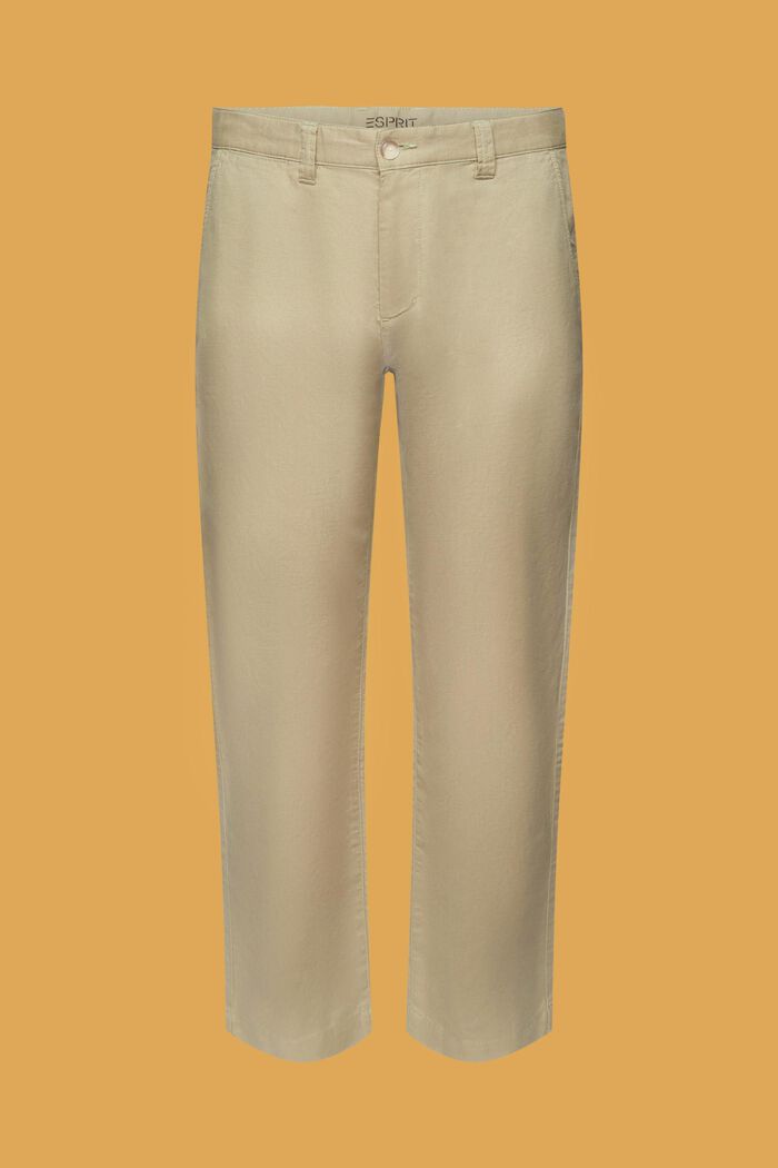 Kalhoty ze směsi bavlny a lnu, LIGHT GREEN, detail image number 5