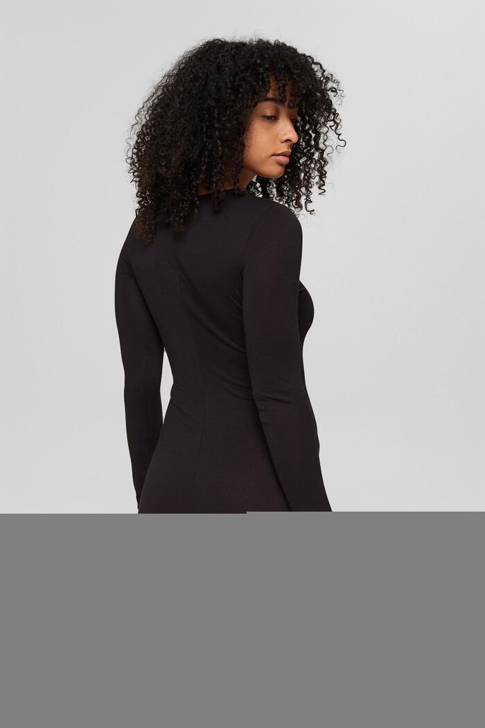 Šaty s volánem na spodním lemu, LENZING™ ECOVERO™, BLACK, detail image number 2