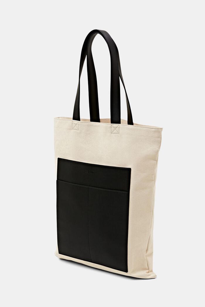 Veganská kožená taška z bavlny a plátna, BLACK, detail image number 1