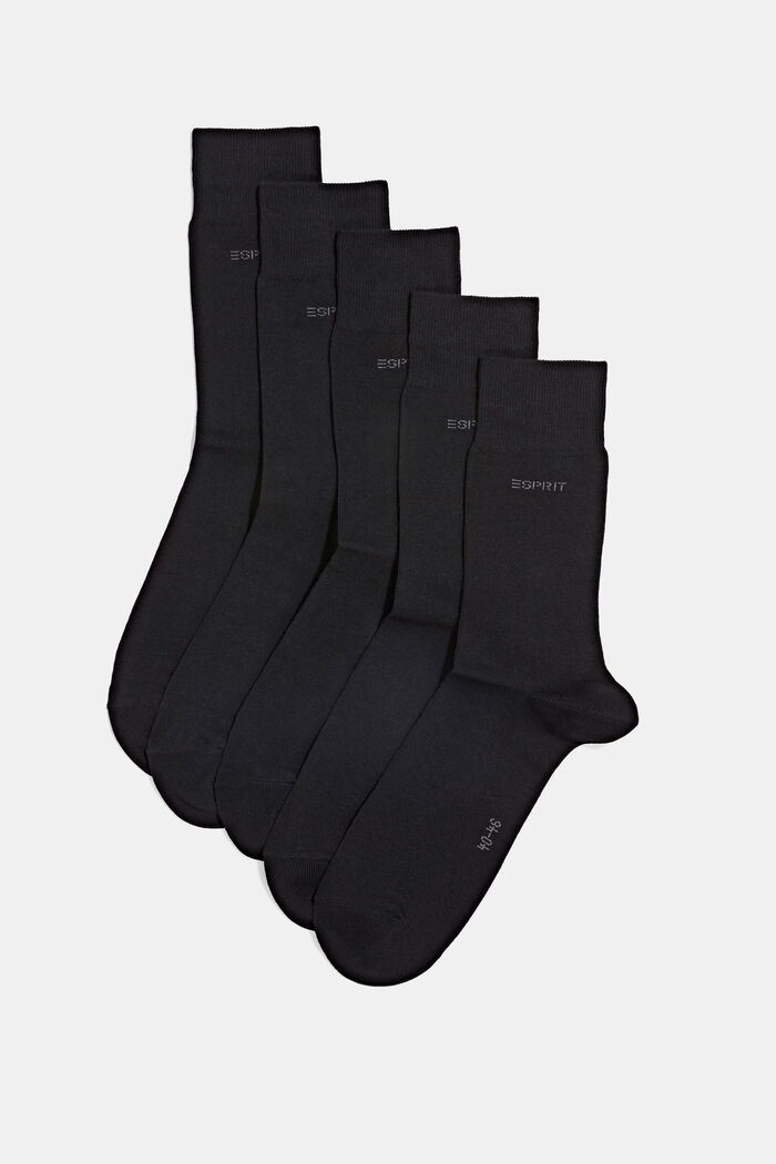 Ponožky ze směsi s bio bavlnou, 5 párů v balení, BLACK, detail image number 0
