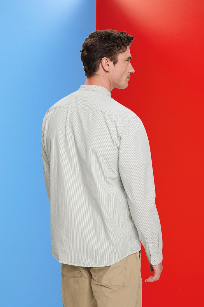 Bavlněná košile s proužky a mandarínským límečkem, LIGHT KHAKI, detail image number 3