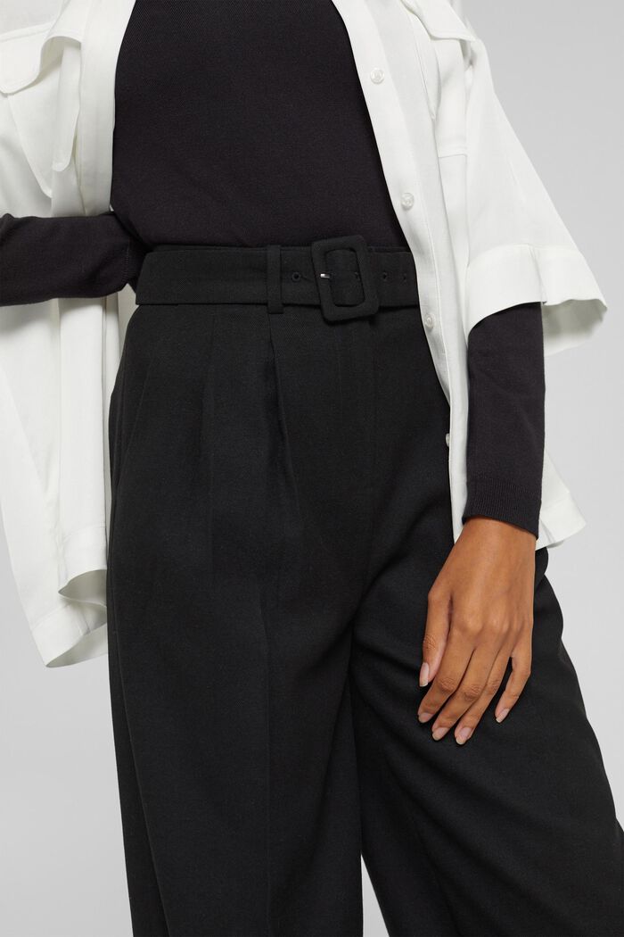 Z recyklovaného materiálu: flanelové kalhoty s opaskem, BLACK, detail image number 2