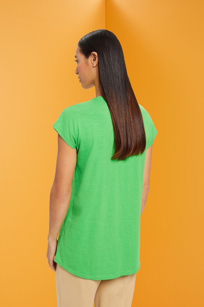 Bavlněné tričko s výstřihem do písmene U, GREEN, detail image number 3