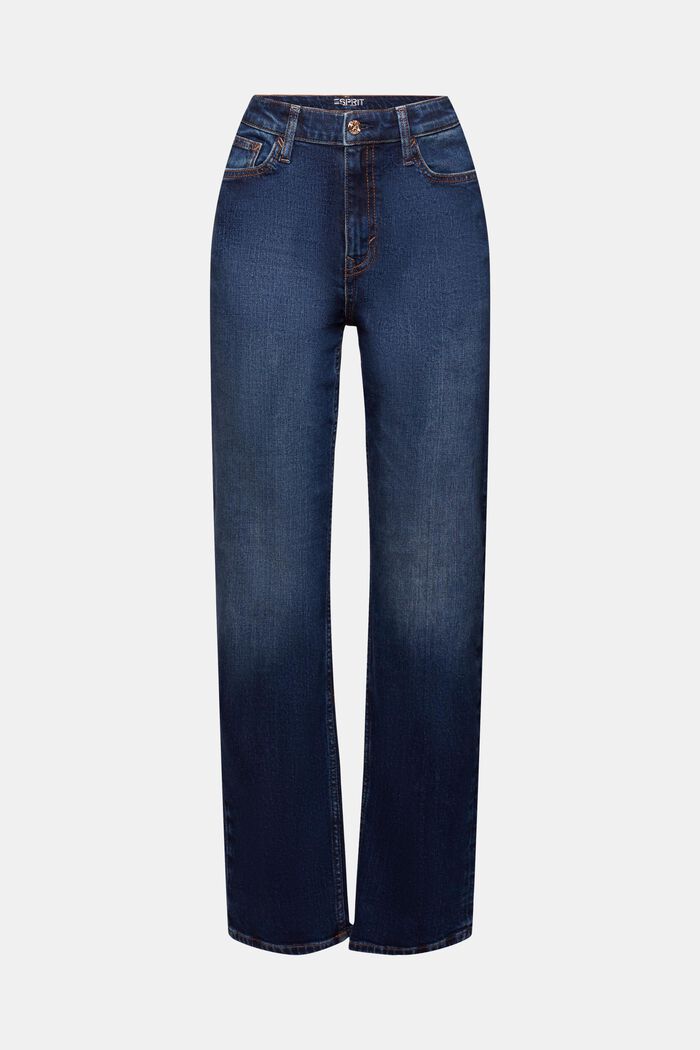 Retro džíny s rovnými straight nohavicemi a vysokým pasem, BLUE DARK WASHED, detail image number 7