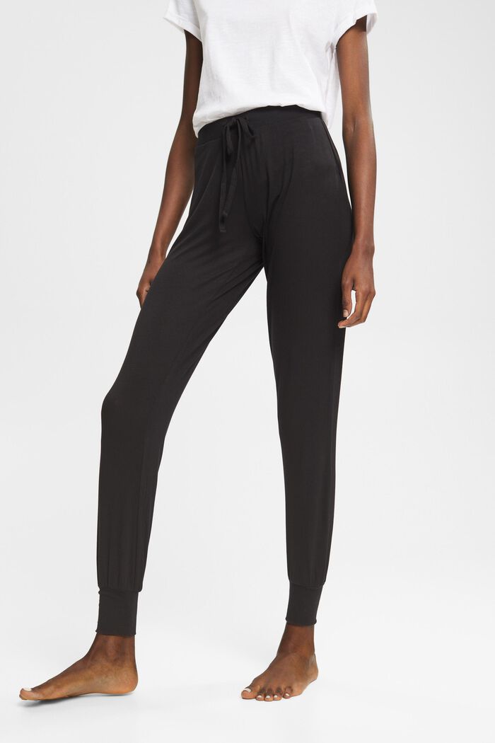 Pyžamové kalhoty z materiálu LENZING™ ECOVERO™, BLACK, detail image number 0
