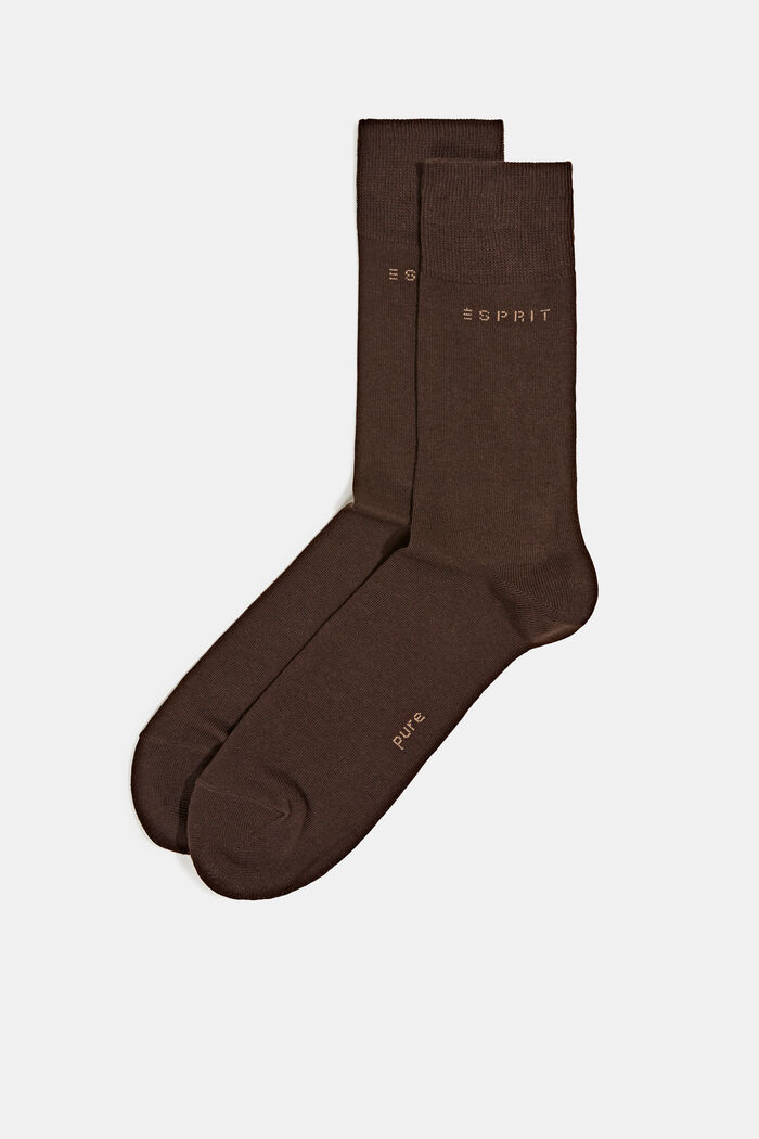 2 páry ponožek, bio bavlna, DARK BROWN, detail image number 0