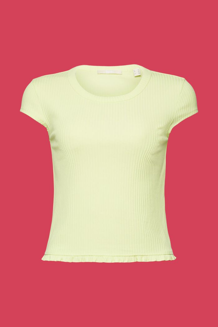 Žebrové tričko s nařaseným lemem, LIME YELLOW, detail image number 6