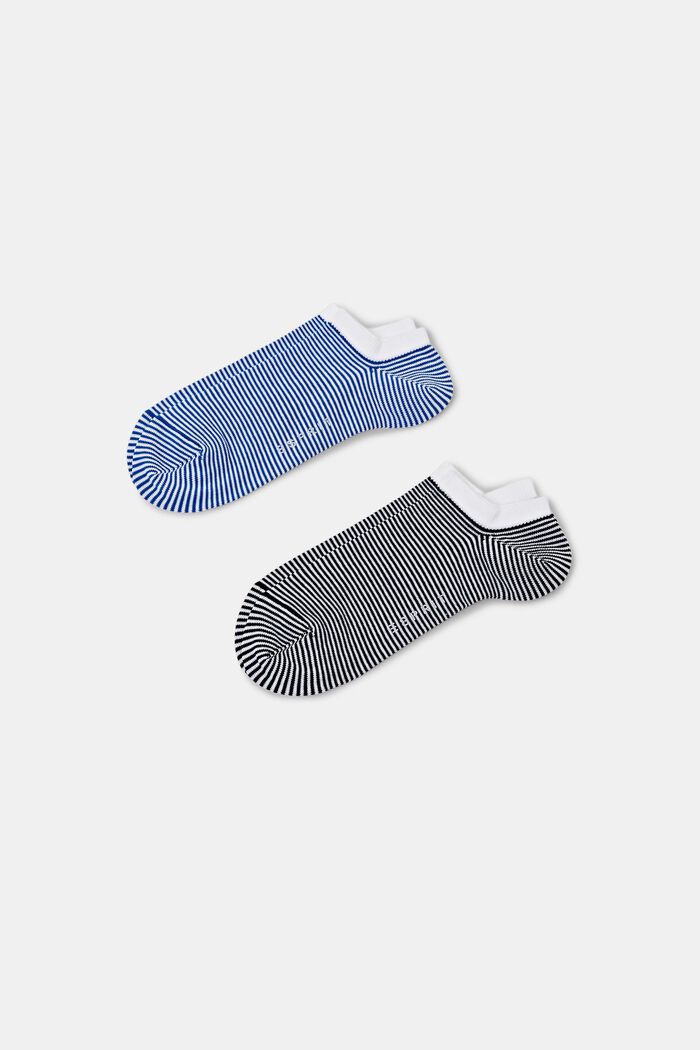 Proužkované kotníkové ponožky, 2 páry v balení, BLUE/BLACK, detail image number 0