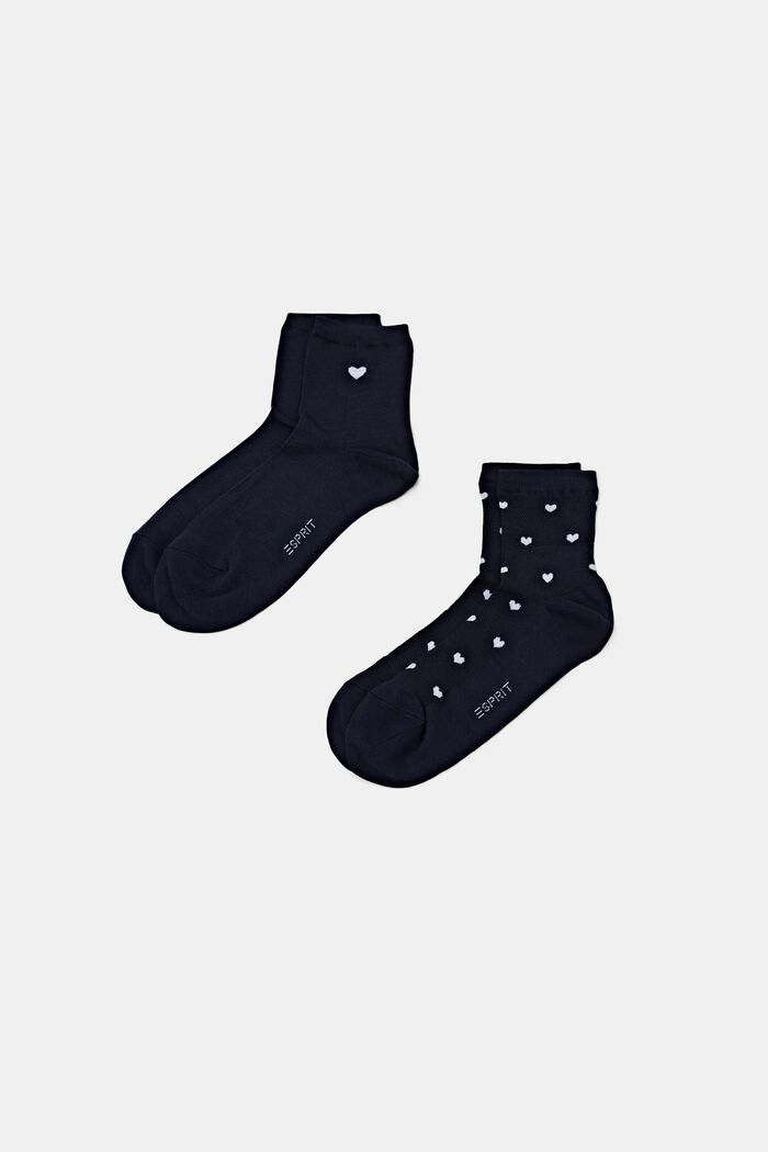 Ponožky se srdíčky, 2 páry v balení, SPACE BLUE, detail image number 0