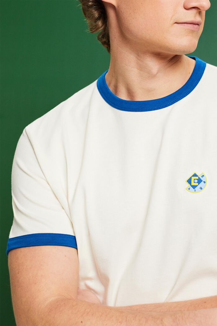 Bavlněné tričko s výstřihem ke krku a s logem, OFF WHITE, detail image number 3
