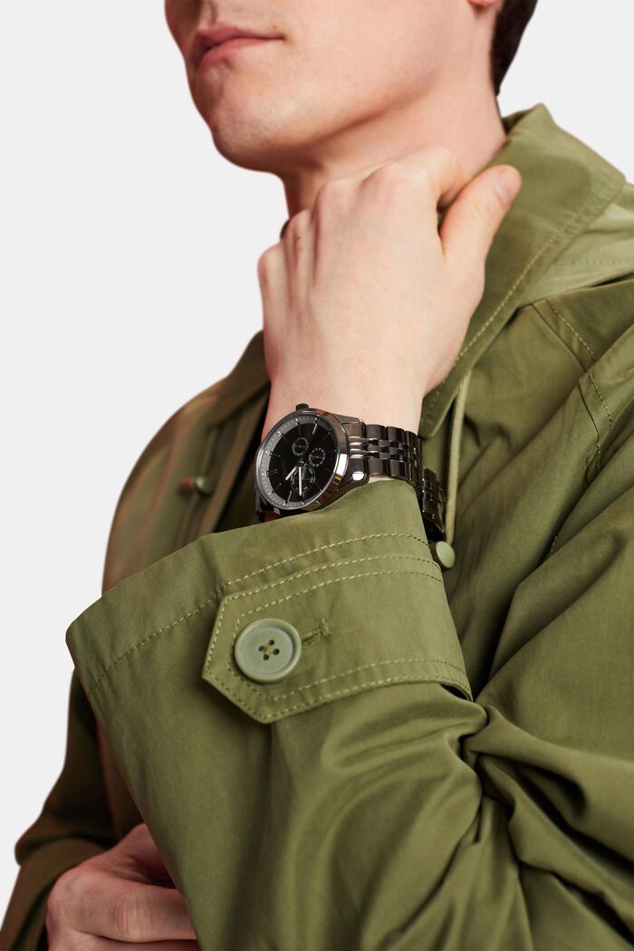Nerezové hodinky s článkovým náramkem, GREY, detail image number 2