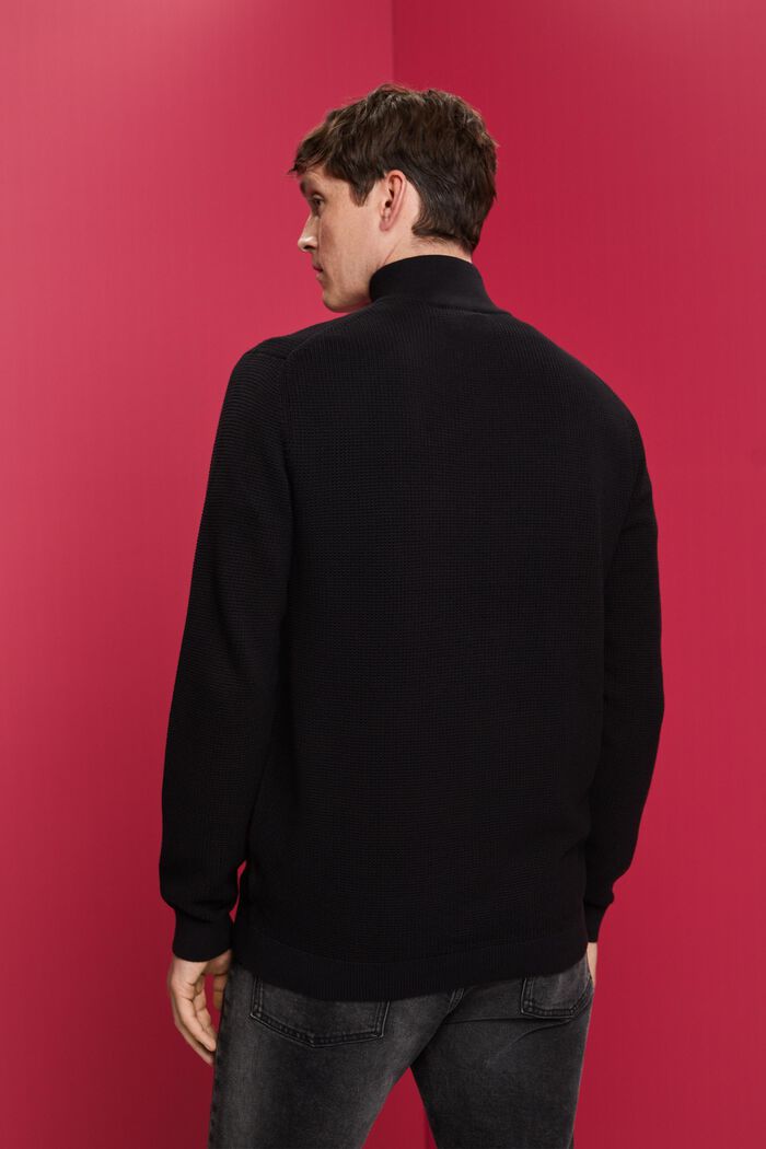 Pulovr s límcem na zip, ze 100% bavlny pima, BLACK, detail image number 3