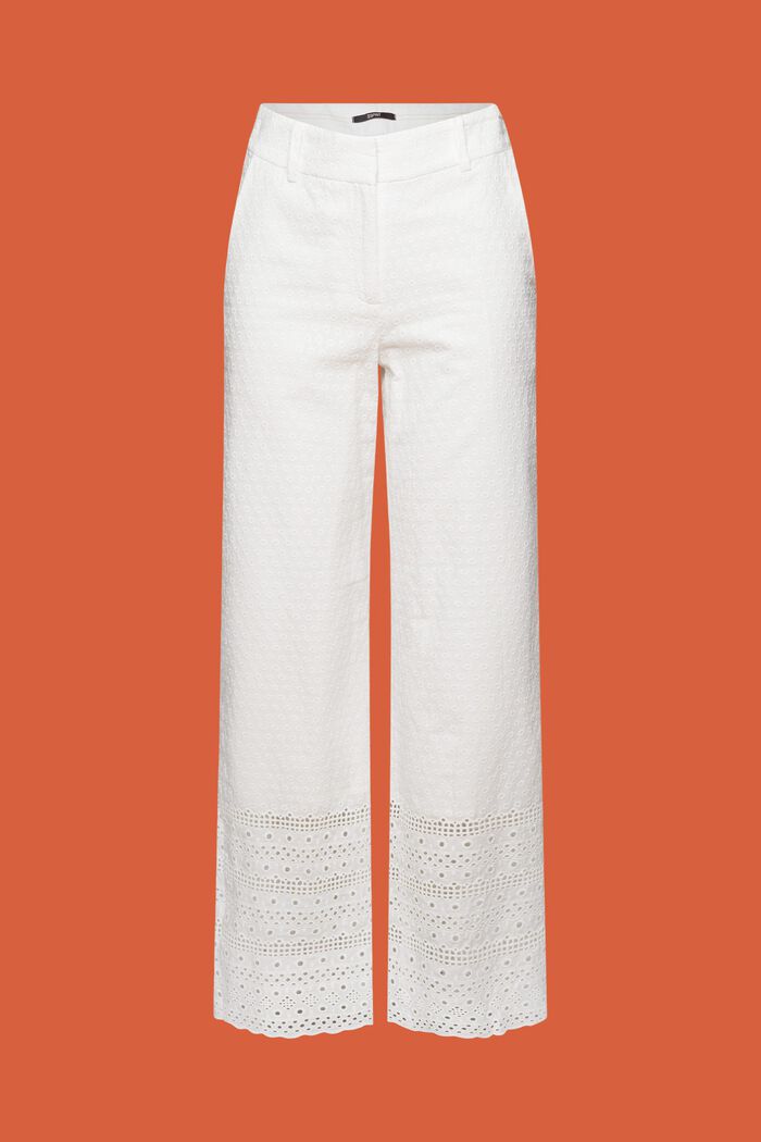 Kalhoty s výšivkami, 100% bavlna, WHITE, detail image number 7
